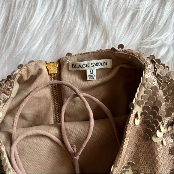 Black Swan Gold Sequined Cocktail Dress M - Picture 5 of 8